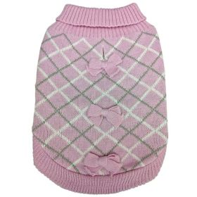 Fashion Pet Pretty in Plaid Dog Sweater Pink - Small