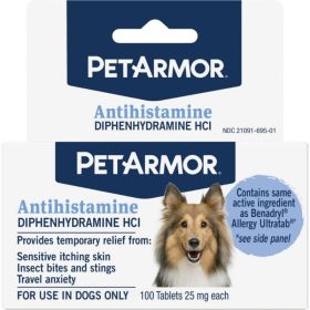 PetArmor Antihistamine Medication for Allergies for Dogs - 100 count