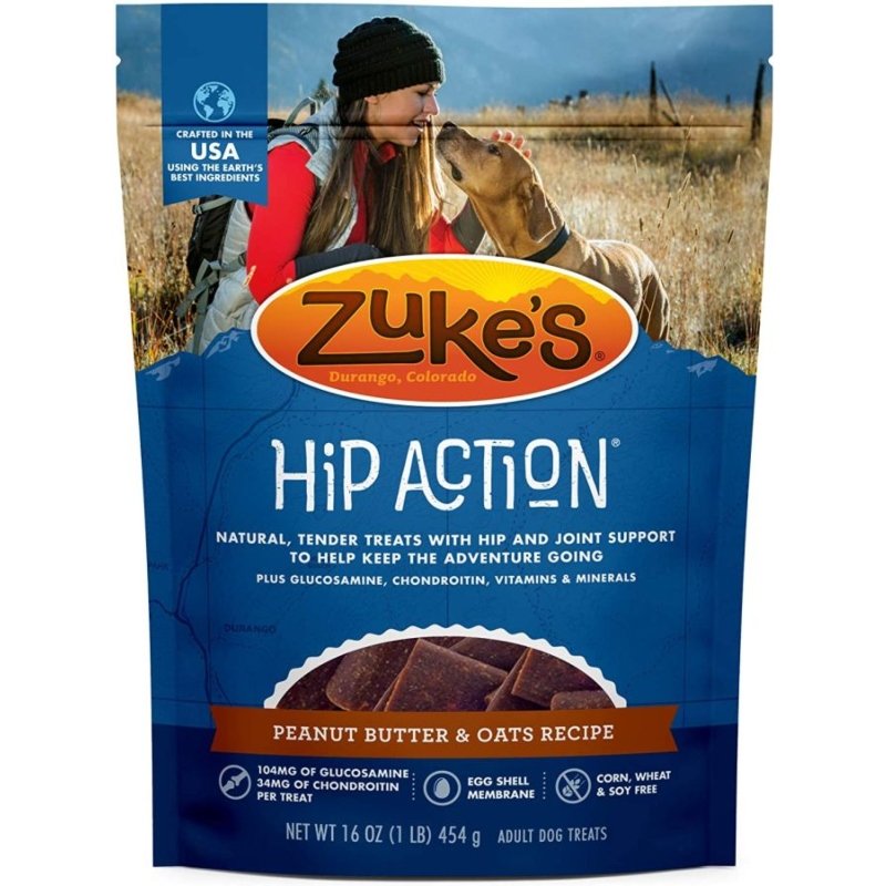 Zukes Hip Action Dog Treats - Peanut Butter & Oats Recipe - 1 lb Zukes Hip Action Dog Treats - Peanut Butter & Oats Recipe - 1 lb