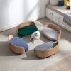 Scandinavian style Elevated Dog Bed Pet Sofa With Solid Wood legs and Bent Wood Back; Velvet Cushion; Walnut