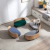 Scandinavian style Elevated Dog Bed Pet Sofa With Solid Wood legs and Bent Wood Back; Velvet Cushion; Walnut