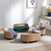 Scandinavian style Elevated Dog Bed Pet Sofa With Solid Wood legs and Bent Wood Back; Velvet Cushion; Walnut