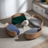 Scandinavian style Elevated Dog Bed Pet Sofa With Solid Wood legs and Bent Wood Back; Velvet Cushion; Walnut