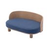 Scandinavian style Elevated Dog Bed Pet Sofa With Solid Wood legs and Bent Wood Back; Velvet Cushion; Walnut