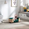 Scandinavian style Elevated Dog Bed Pet Sofa With Solid Wood legs and Bent Wood Back, Natural oak wood, Velvet Cushion,Small Size