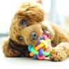 Pet Dog Puppy Cat Colorful Rubber Training Chew Ball Small Bell Squeaky Sound Play Toy Dog Bite Resistant Ball Dog Accessories