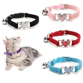 Pet Collar Adjustable Soft Collar With Bell For Dogs Kitten Cats (Color: Red)